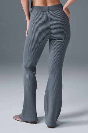 Denim Knit High-Waist Flare Pant