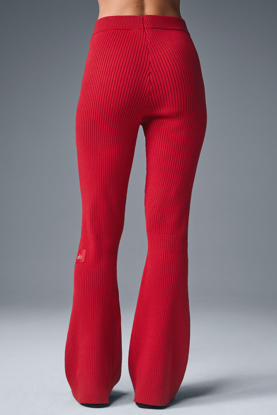 Denim Knit High-Waist Flare Pant