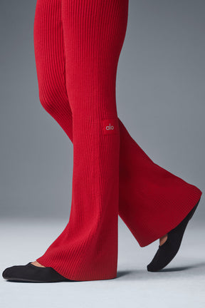 Denim Knit High-Waist Flare Pant