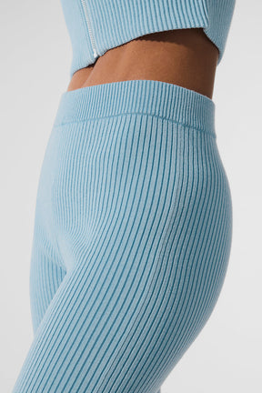 Denim Knit High-Waist Flare Pant