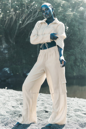 Linen Getaway Cargo Wide Leg Pant