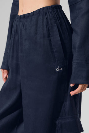 Linen Getaway Cargo Wide Leg Pant