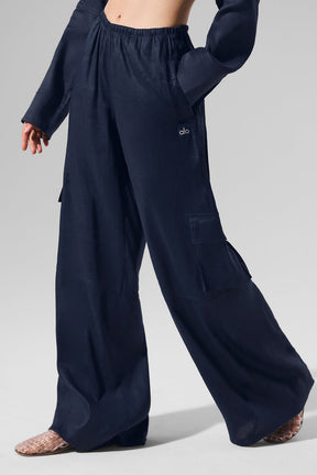 Linen Getaway Cargo Wide Leg Pant