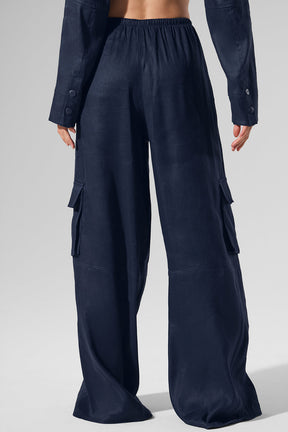 Linen Getaway Cargo Wide Leg Pant