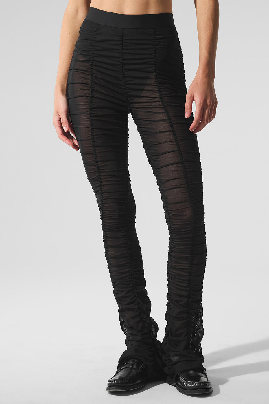 Airlift Mesh High-Waist Cherish Legging featuring a flared design and see-through mesh detailing.