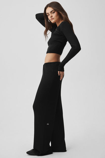 Sweater Knit Mid-Rise Unwind Wide Leg Pant