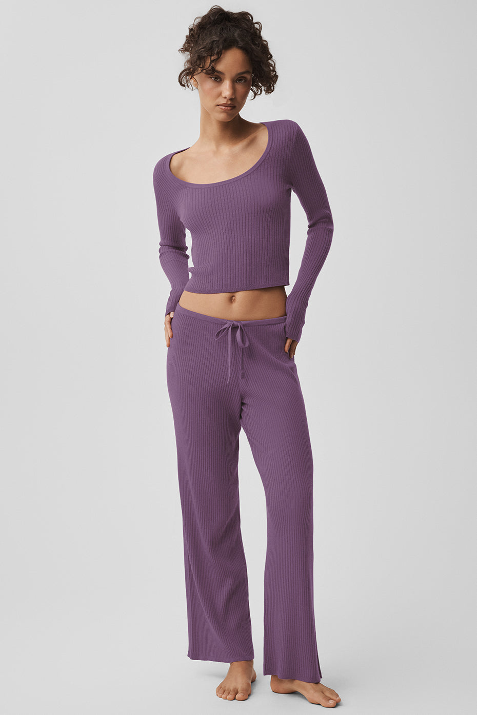 Sweater Knit Mid-Rise Unwind Wide Leg Pant