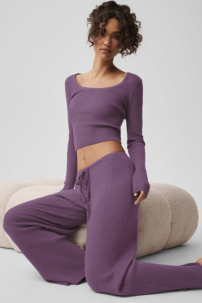 Sweater Knit Mid-Rise Unwind Wide Leg Pant