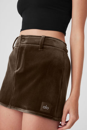 Ribbed Velour Baller Mini Skirt