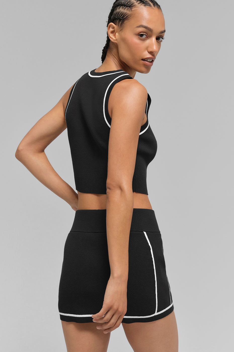 Ribbed Sweater Knit Highline Mini Skirt