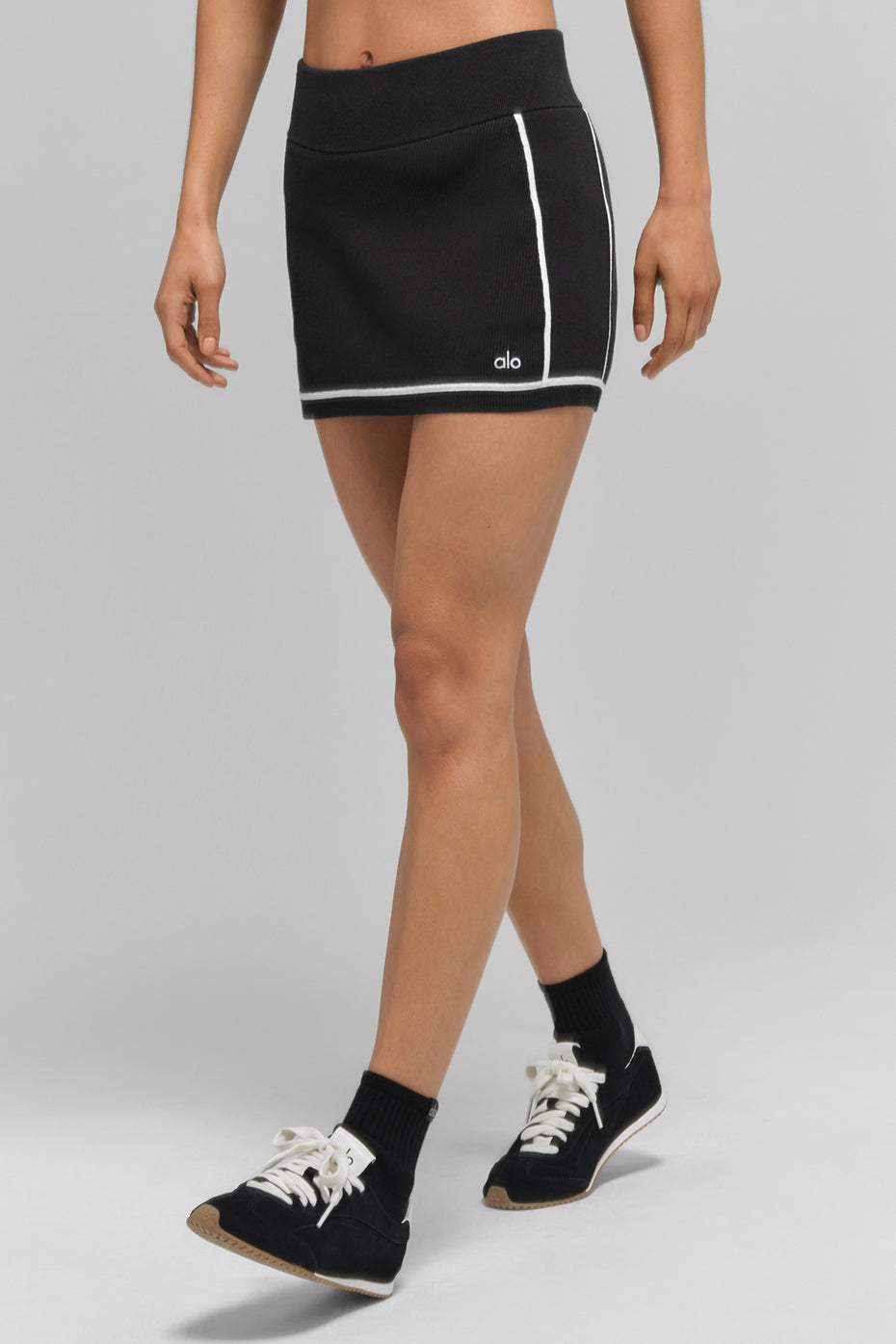 Ribbed Sweater Knit Highline Mini Skirt