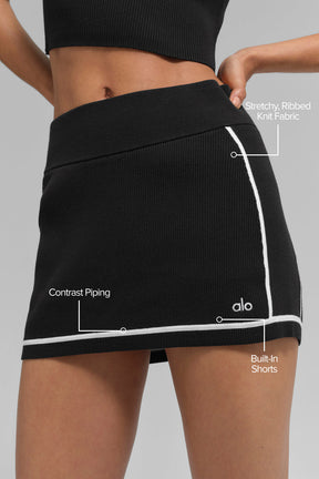 Ribbed Sweater Knit Highline Mini Skirt