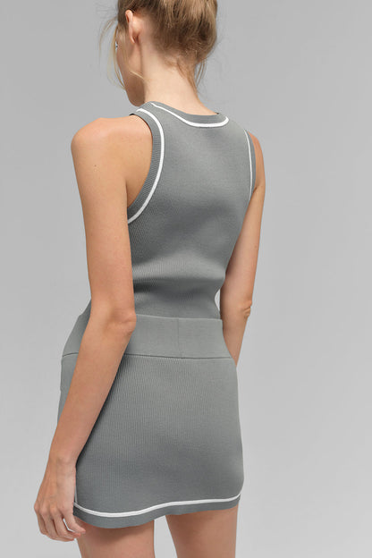 Ribbed Sweater Knit Highline Mini Skirt