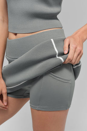 Ribbed Sweater Knit Highline Mini Skirt