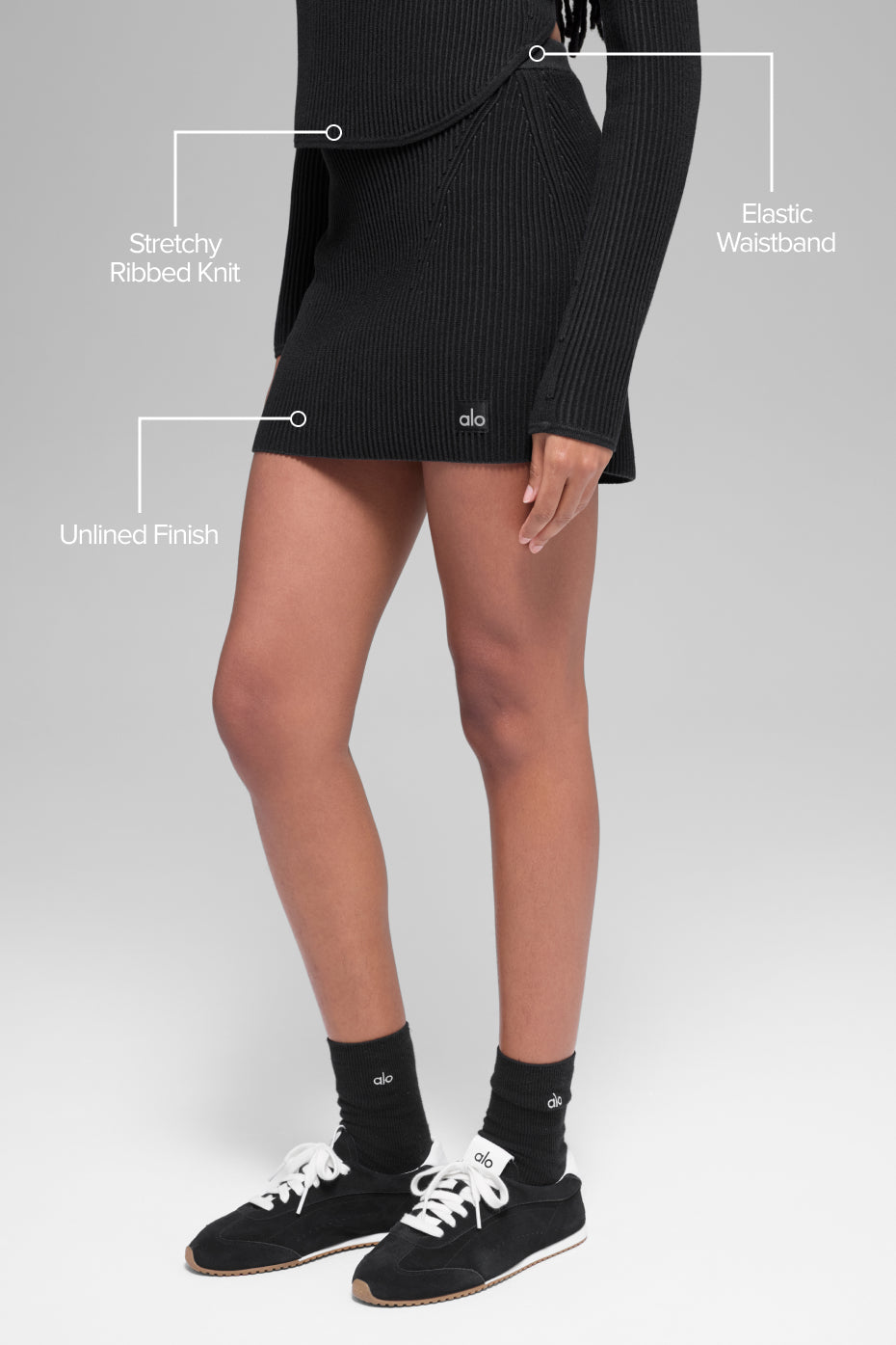 Denim Knit High-Waist Skirt