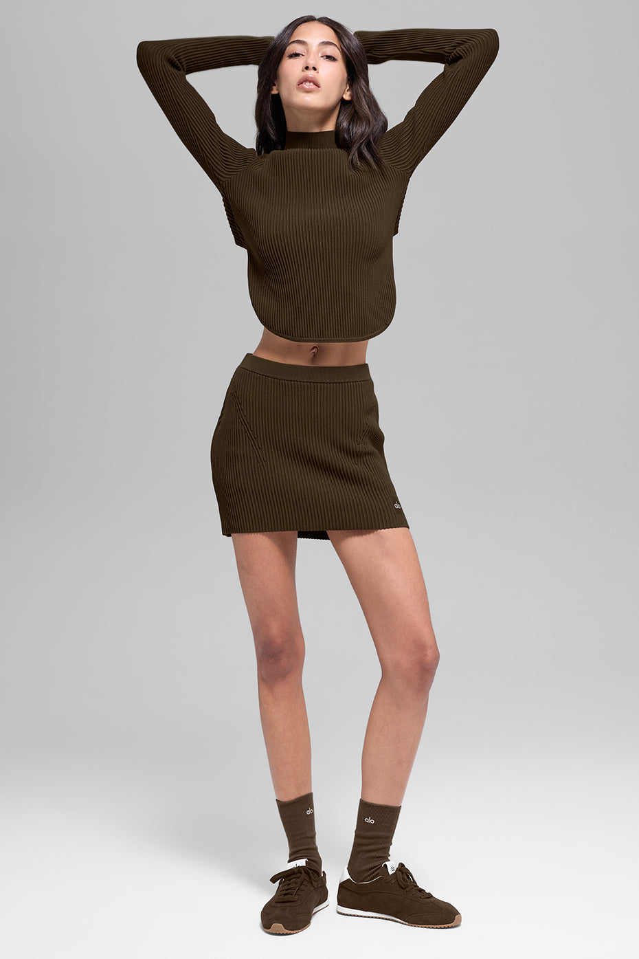 Denim Knit High-Waist Skirt