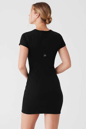 Goddess Ribbed Short Sleeve Dress