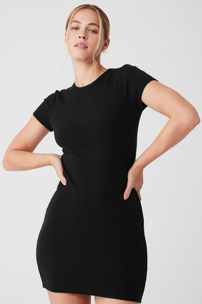 Goddess Ribbed Short Sleeve Dress