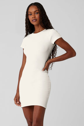Goddess Ribbed Short Sleeve Dress