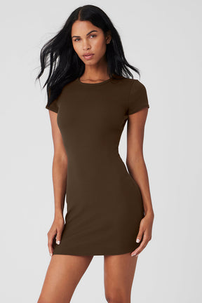 Goddess Ribbed Short Sleeve Dress