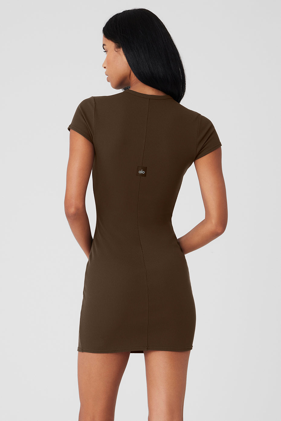 Goddess Ribbed Short Sleeve Dress