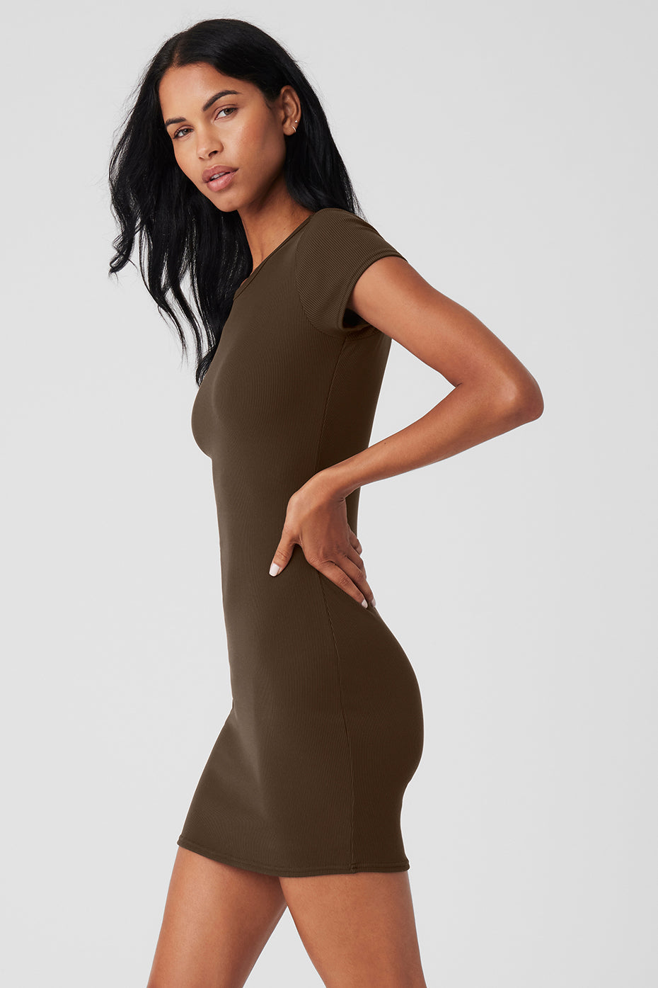 Goddess Ribbed Short Sleeve Dress