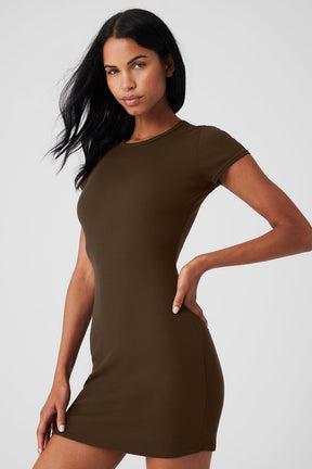 Goddess Ribbed Short Sleeve Dress