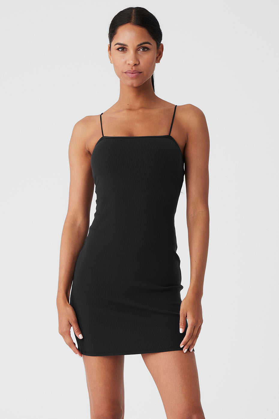 Goddess Ribbed Spaghetti Strap Dress