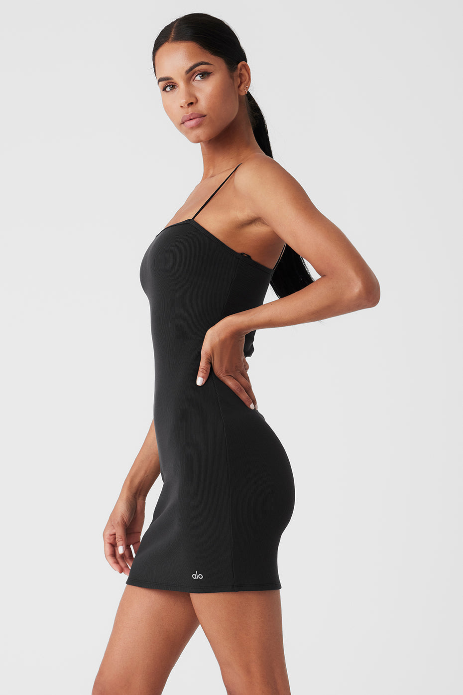 Goddess Ribbed Spaghetti Strap Dress