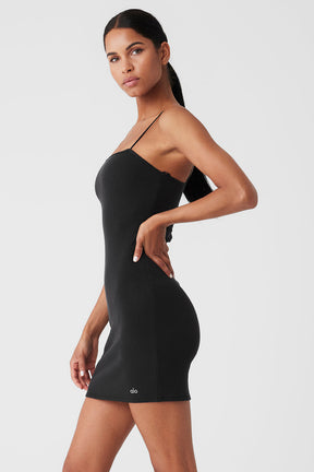 Goddess Ribbed Spaghetti Strap Dress