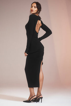 Ribbed Silk Cashmere Plaisir Long Sleeve Dress