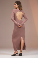 Ribbed Silk Cashmere Plaisir Long Sleeve Dress