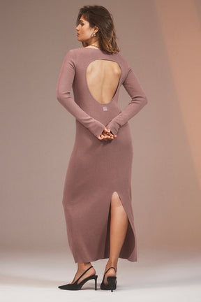 Ribbed Silk Cashmere Plaisir Long Sleeve Dress