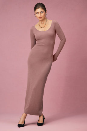 Ribbed Silk Cashmere Plaisir Long Sleeve Dress