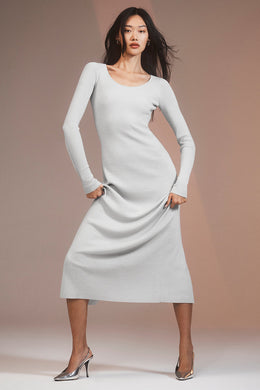 Ribbed Silk Cashmere Plaisir Long Sleeve Dress