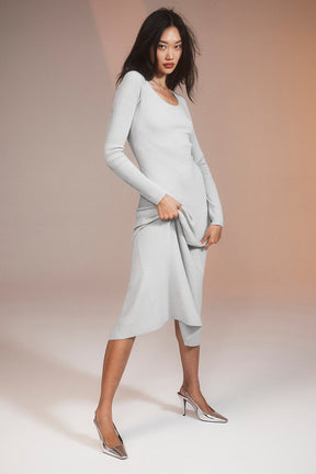 Ribbed Silk Cashmere Plaisir Long Sleeve Dress