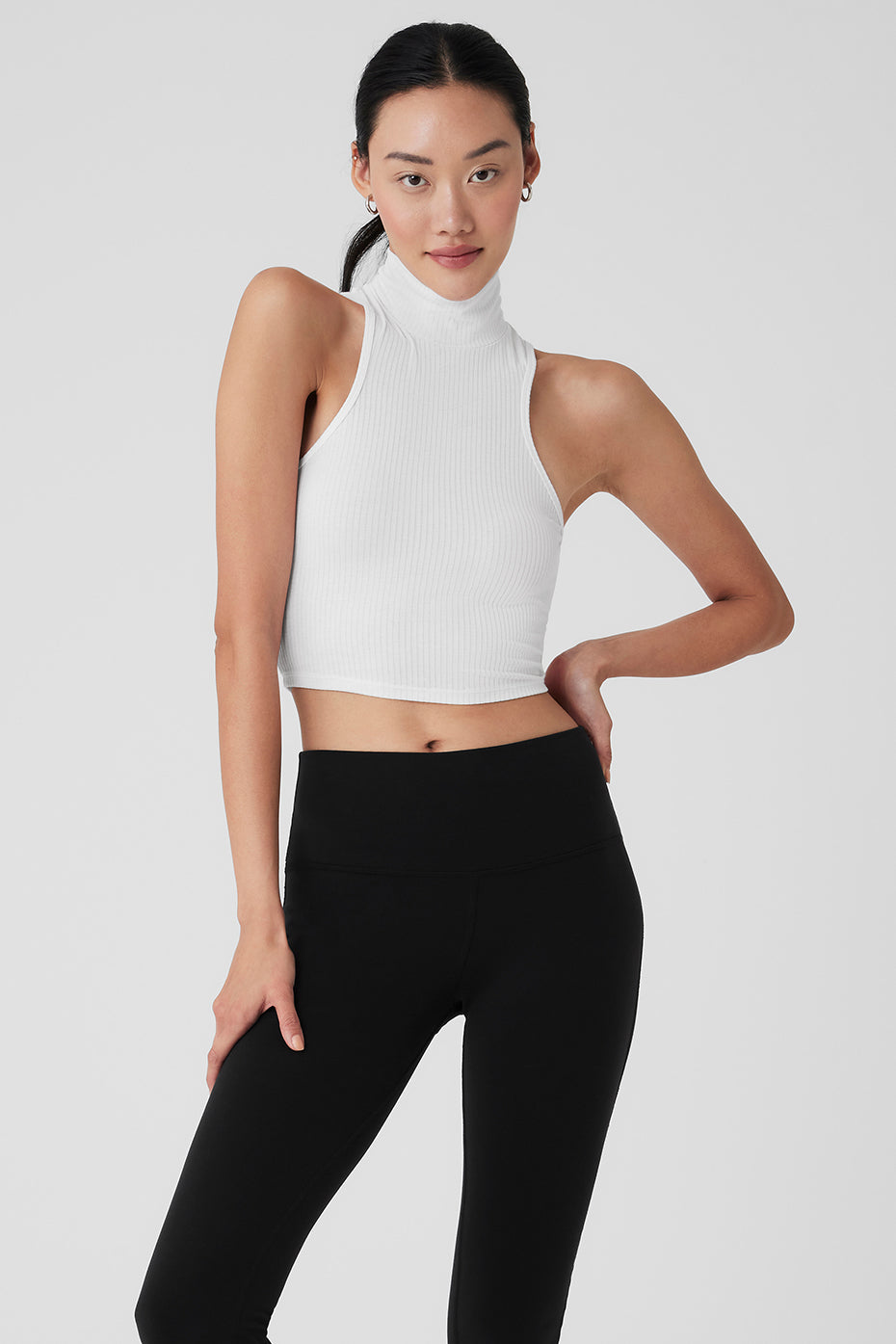Ribbed Sea Coast Cropped Turtleneck Tank
