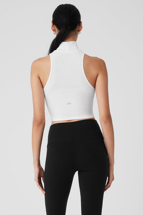 Ribbed Sea Coast Cropped Turtleneck Tank