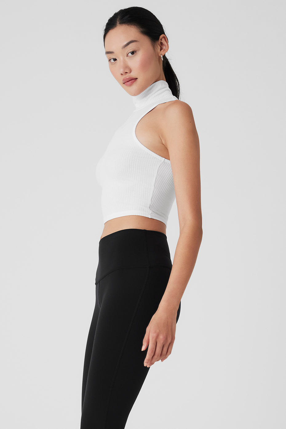 Ribbed Sea Coast Cropped Turtleneck Tank