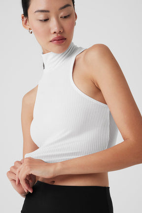 Ribbed Sea Coast Cropped Turtleneck Tank