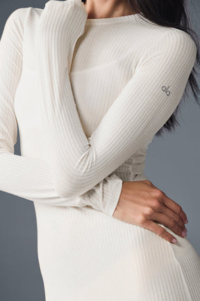 Ribbed Sea Coast Long Sleeve Dress