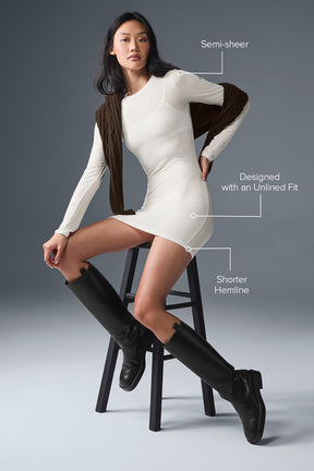 Ribbed Sea Coast Long Sleeve Dress