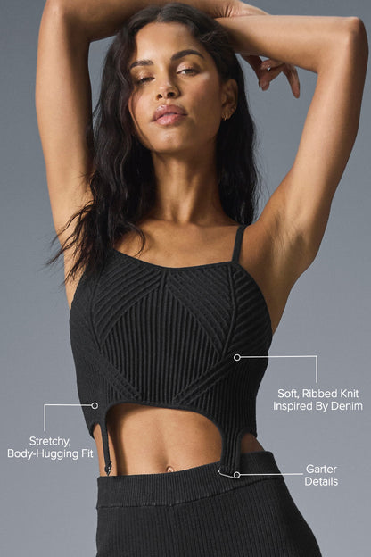 Denim Knit Garter Tank