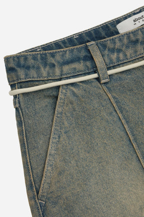 Wide-Leg 14oz Denim Shorts