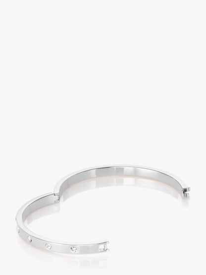 Set in Stone Hinged Silver Bangle
