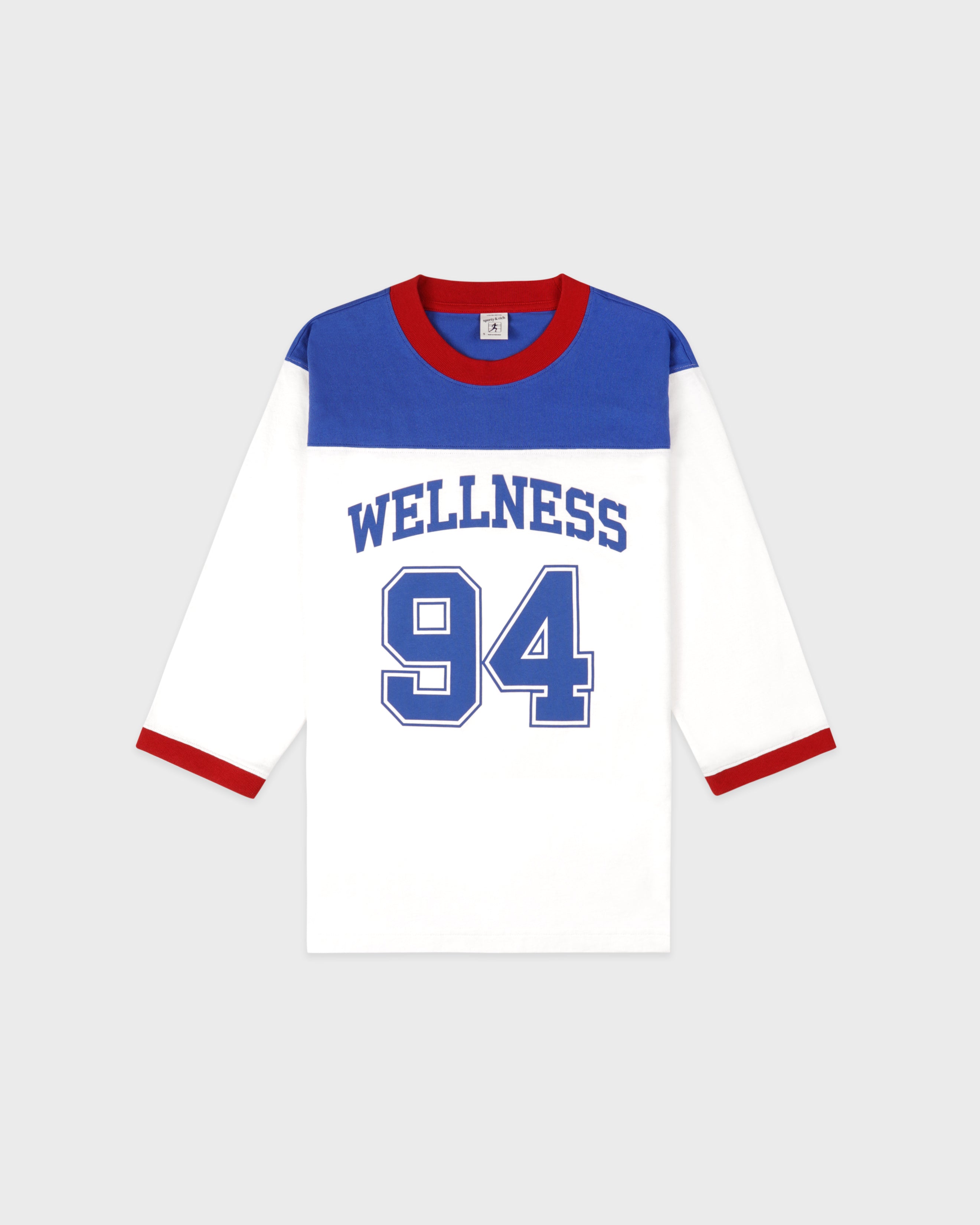 Wellness 94 Long Football Tee - White/Ruby/Team Blue