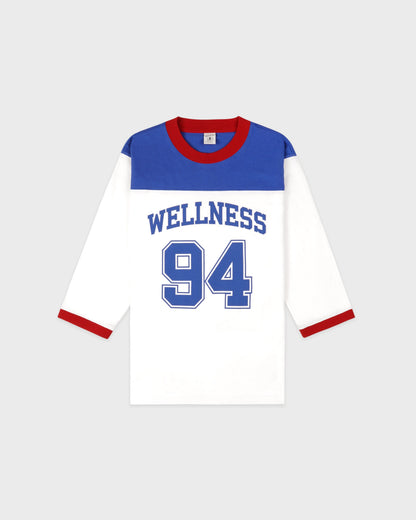 Wellness 94 Long Football Tee - White/Ruby/Team Blue