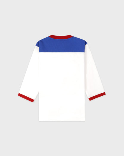 Wellness 94 Long Football Tee - White/Ruby/Team Blue
