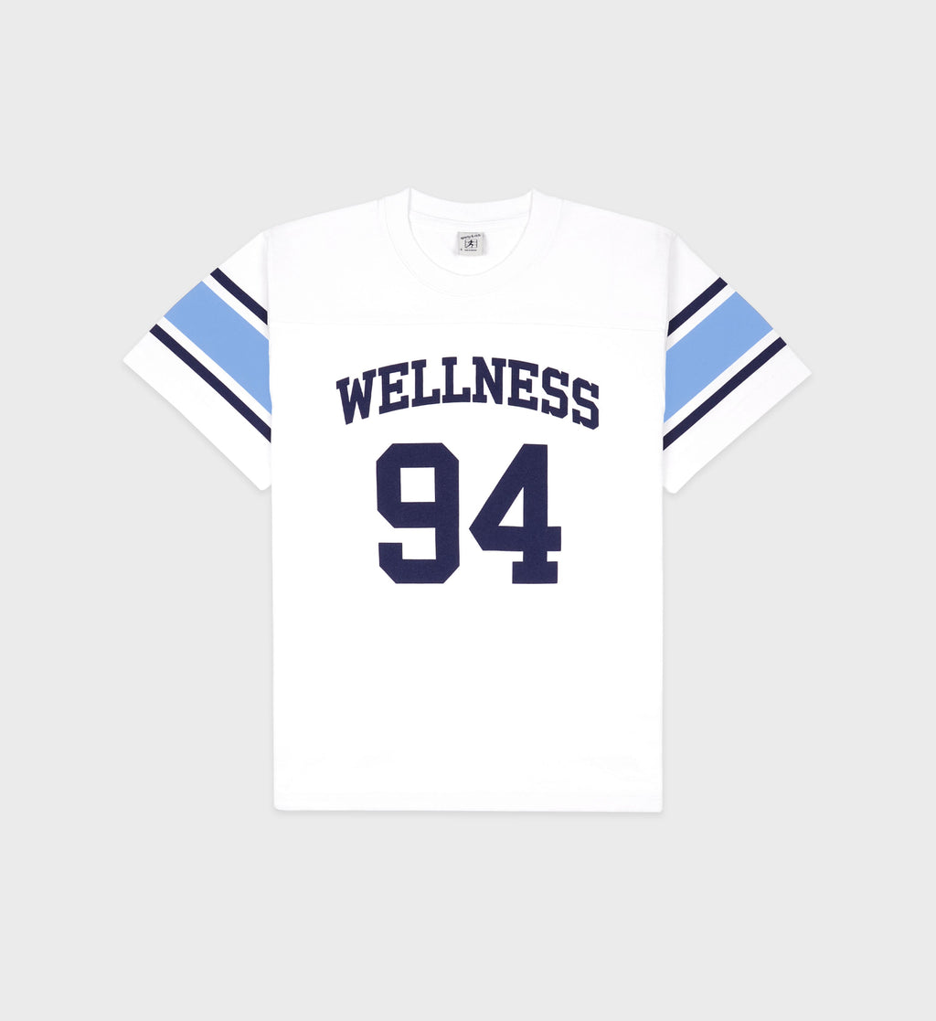 Wellness 94 Rugby Tee - White/Flax blue/Navy