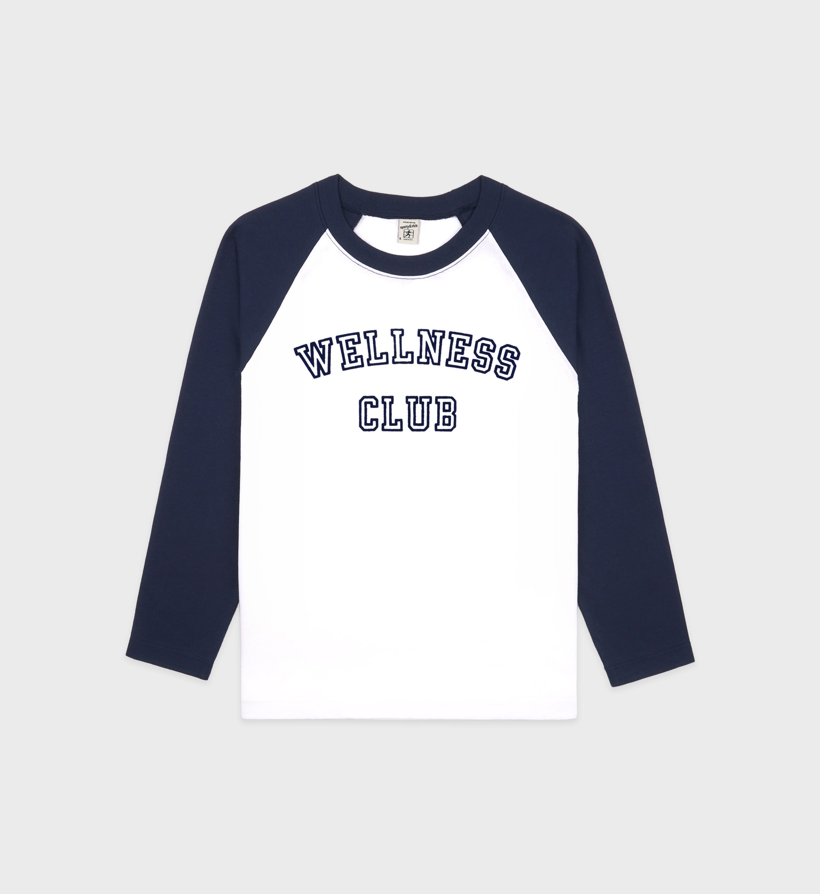 Wellness Club Baseball Tee - White/Navy